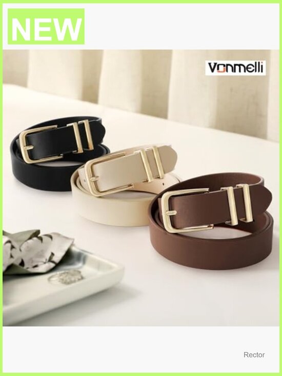 3 Pack Faux Leather Belts with Gold Buckle for Jeans main image 4